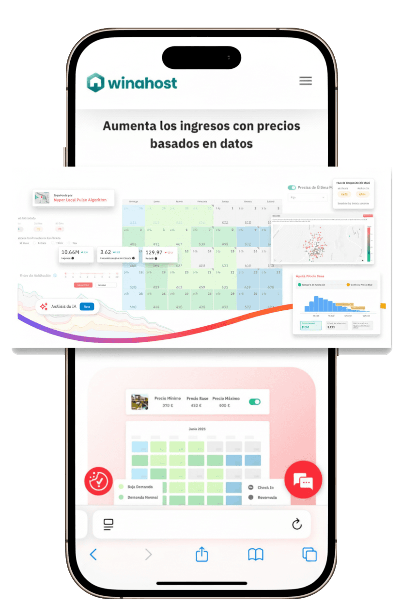 Winahost Mobile App - Dashboard y gestión de precios